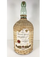 Vintage Wicker Wrapped Ron Bacardi Superior Puerto Rican Rum Bottle Large - £42.56 GBP