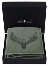 Vintage Green Wallet Urban Forest Genuine Leather RFID Protection Men&#39;s ... - £33.42 GBP