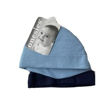 Baby Beanie Newborn 0-6M Light Blue Navy Blue Hat Clothes - $8.47