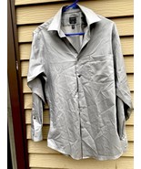 Men&#39;s ARROW® Fitted 15 32/33 Cotton Blend Light Grey Dress Shirt Small - $33.27 CAD