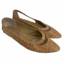 Neiman Marcus Cork &amp; See-Thru Slip On Flats Shoes Women&#39;s 8 Mesh Nude Ta... - $18.97