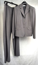 Tahari Arthur Levine Grey Suit 4 Button Blazer Pants 10 Womens - £50.43 GBP