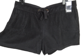 New York &amp; Co Women&#39;s Black Terry Cloth Shorts, Pockets, Size XL - £23.58 GBP