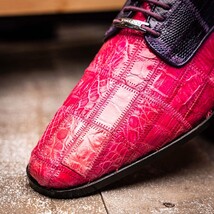 Pissa Genuine Caiman Lizard Patchwork Derby Shoe Pink/Purple image 7