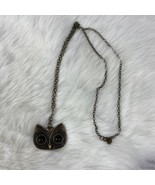 Claire&#39;s Owl Face Bronze Tone Pendant Necklace Halloween Statement Piece  - £17.51 GBP
