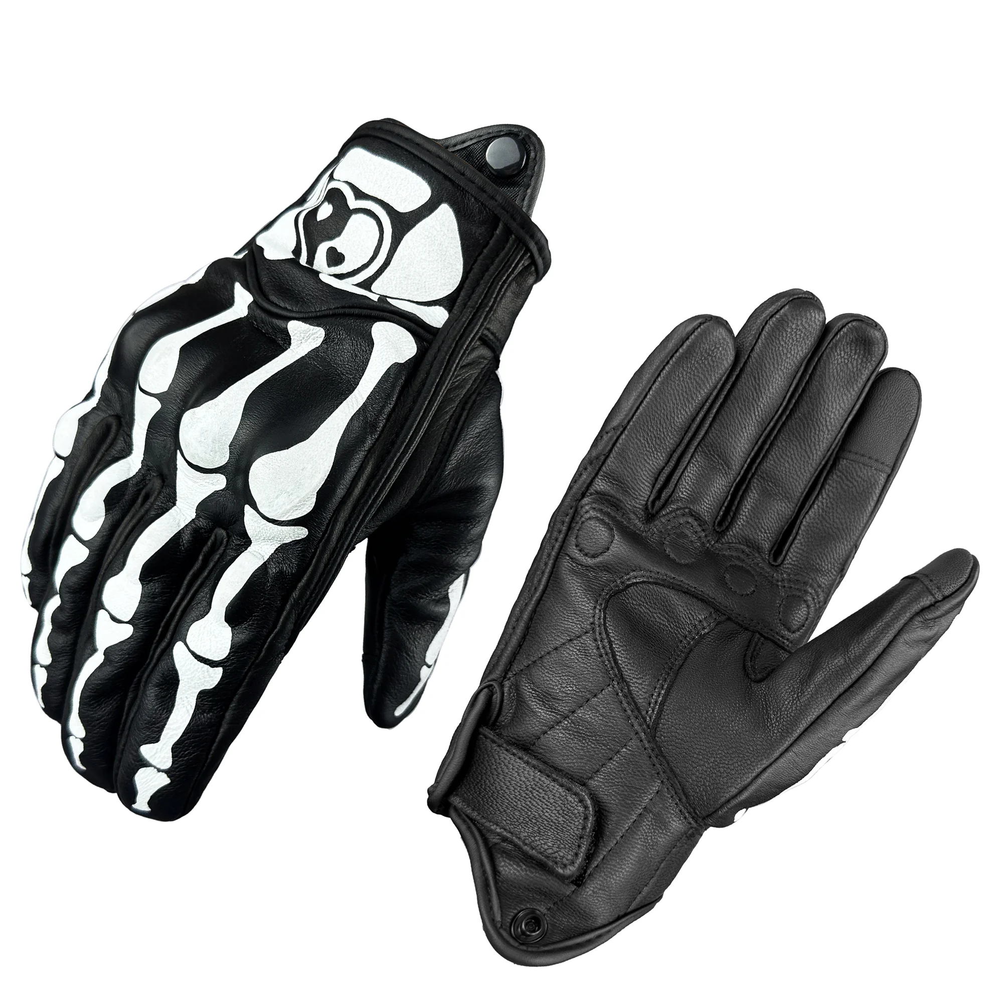 Leather Motorcycle Gloves Motorbike Road Racing Glove Full Finger Cyclin... - $26.61