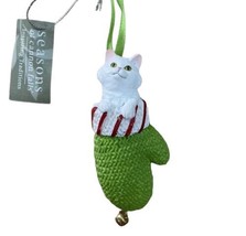 Midwest-CBK Kitten in a Mitten White Kitty Cat Resin Christmas Ornament Nwt NOS - £8.05 GBP