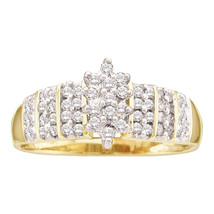 14k Yellow Gold Womens Round Prong-set Diamond Oval Cluster Ring 1/4 Cttw - $359.00