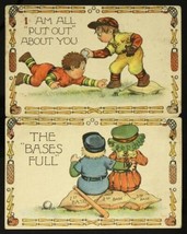 Vintage Paper Photo Postcard 2PC Lot Baseball Sports 1915-1919 Comic Series 5017 - £14.62 GBP