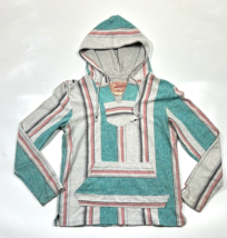 Trademark Brooklyn Cloth Mens Hoodie Small Coral Teal Stripe V-Neck Beach Baja - £12.69 GBP