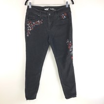 Mossimo Womens Jeans Curvy Skinny Embroidered Floral Stretch Black 6 - £11.41 GBP
