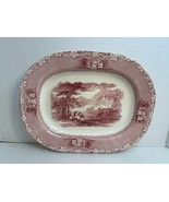 ROYAL STAFFORDSHIRE POTTERY JENNY LIND RED TRANSFERWARE SERVING PLATTER ... - $523.78 MXN