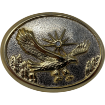 VTG Soaring Bald Eagle Sun Brass Belt Buckle Flying  - $27.71