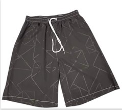 Vintage SHEIN Mens Shorts Medium Black Drawstring Geo Print Polyester - £13.94 GBP