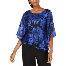 New Alex Evenings Blue Black Floral Tiered Blouse Size S $129 - £46.71 GBP