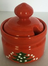 Waechtersbach Christmas Sugar Bowl with Lid W Germany Red Holiday Table Decor - £22.44 GBP