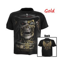 Grim Reaper T Shirt   Scary Skull Crew Neck Short Sleeve Fashion Tee Bla... - £16.84 GBP