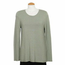 Eileen Fisher Sea Green Sleek Tencel Rib Knit Boxy Sweater M - £136.54 GBP