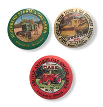 Lot of 3 Various Steam &amp; Gas Engine Association Pinback Buttons (MI, IL,... - £7.35 GBP