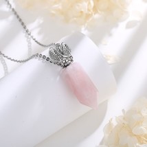 Angel Girl Natural Pink Crystal Pendant Fine Simple Aromatherapy Essential Oil H - £22.24 GBP