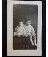 ANTIQUE PHOTO POST CARD 3.5”x 5.5” Infant and Young Girl in Dresses on B... - £5.07 GBP