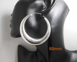 Tribal Chubby Hoop Earrings, 925 Sterling Silver, Womens Chunky Silver Earrings  - £23.92 GBP+