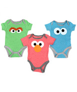 Sesame Street Elmo, Oscar, and Cookie Monster Infant Bodysuit 3-Pack Mul... - £11.71 GBP