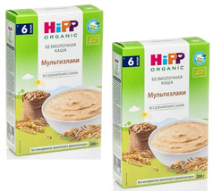 2 PACK HIPP Organic MULTIGRAIN CEREAL Milk Free 6 MONTH 200gr  BABY FOOD... - £9.28 GBP