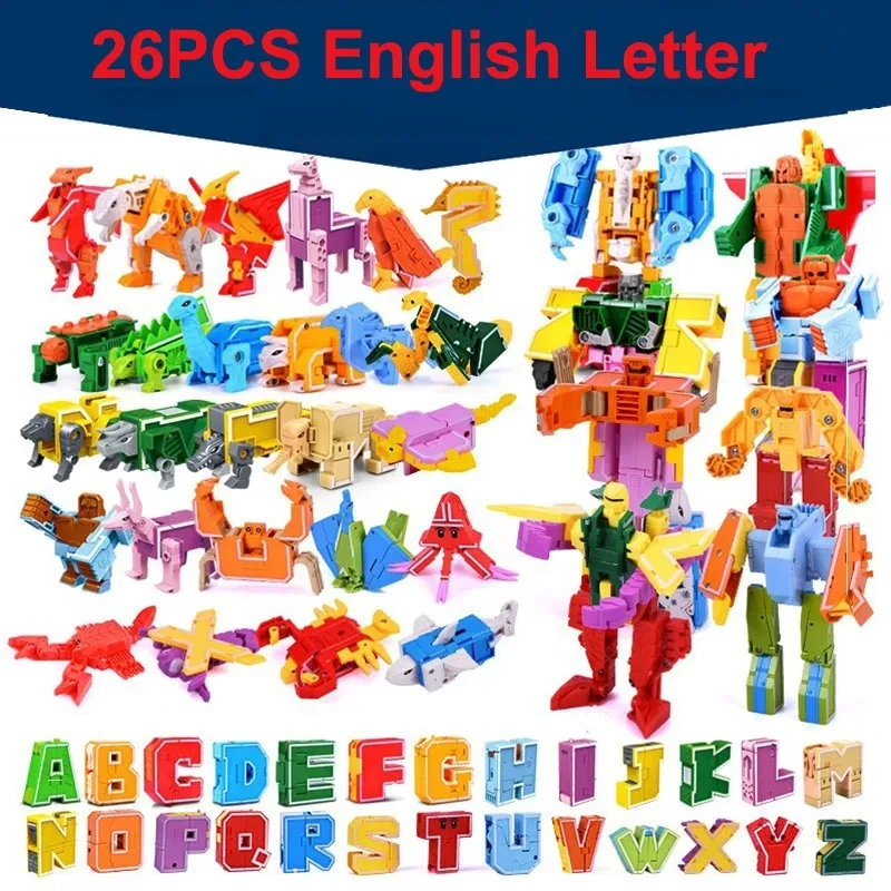 26 English Letter Learn A-Z Alphabet Transformation Robot Dinosaur Deformation - £46.21 GBP+