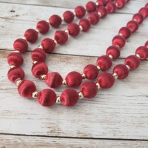 Vintage Necklace Stunning Red &amp; Gold Tone Long Necklace - £15.81 GBP