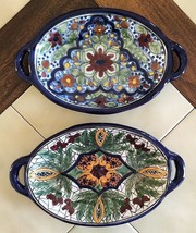 Lot (2) TALAVERA Colorful Mexican Folk Art Handled Pottery Dishes Wall D... - £38.36 GBP