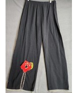 JGU Mad Lab Art to Wear Black Floral Applique Elastic Waist Pants USA Ma... - $40.63 CAD