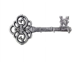 [Pack Of 2] Rustic Silver Cast Iron Vintage Key Wall Mounted Key Hooks 11&quot;&quot; - £44.90 GBP