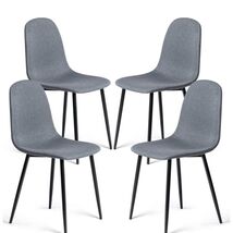 Dining Chairs Set of 4 Fabric Comfy Seat Armless Side Chairs Metal Legs - $117.81