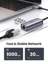 UGREEN USB to Ethernet Adapter USB 3.0 to 10 100 1000 Mbps Gigabit LAN Network - £14.42 GBP