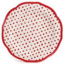 Four (4) Pioneer Woman ~ Retro ~ Red Polka Dot ~ Stoneware ~ 8.5&quot; Salad Plates - £35.87 GBP
