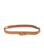 FRYE Covered D-Ring Twisted Stud Leather Belt, Brown/Tan, Size Large, NWT - $55.00