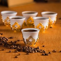 12 Pieces Stunning Espresso Turkish Greek Coffee Serving Set - Porcelain Cups wi - £32.50 GBP
