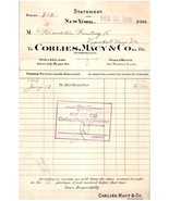Antico Fattura Corlies, Macy &amp; Co.Cancelleria Company New York Città 1908 - £37.06 GBP