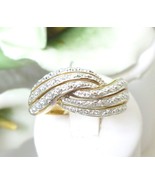 Technibond Triple Row Diamond Accent Ring 18K Yellow Gold over Sterling ... - €15,74 EUR