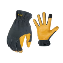 FIRM GRIP X-Large Duck Canvas Hybrid Leather Work Glove 56328-010 Black Yellow - £11.35 GBP