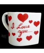 Valentine&#39;s Day Heart Shaped Coffee Mug Says I Love You White Red 10 Oz ... - £8.26 GBP