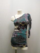 Bacci Ladies Dress Ruched Cold-Shoulder-Strap Paisley-Print Size M - £23.17 GBP