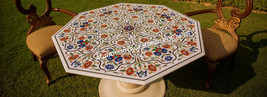 42&quot; Marble Octagon Dining Table Top Marquetry Inlay Christmas Special Gift H4317 - £2,582.90 GBP