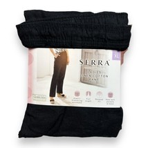 New Serra Solid Black Linen Cotton Blend Womens Relaxed Pants Size XL - £18.25 GBP