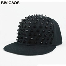 Ashion gothic snapbacks handmade rivet punk hip hop cap hip hop hats flat brim baseball thumb200