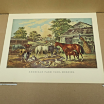 American Farm Yard Morning / Evening 2 Sided Currier Ives Litho Reprint 12x15&quot; - £14.48 GBP