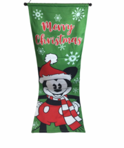 Disney MICKEY MOUSE Merry Christmas Banner Flag Door Santa Snowflakes 48" - $17.81