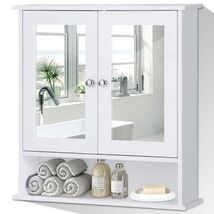 White Bathroom Wall Medicine Cabinet with Mirror and Open Shelf - €106,96 EUR