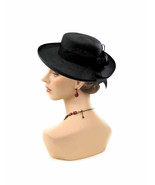 Vintage Black Faux STRAW Hat Morgan Taylor Hat W/ Flowers Black GARDEN P... - £31.17 GBP